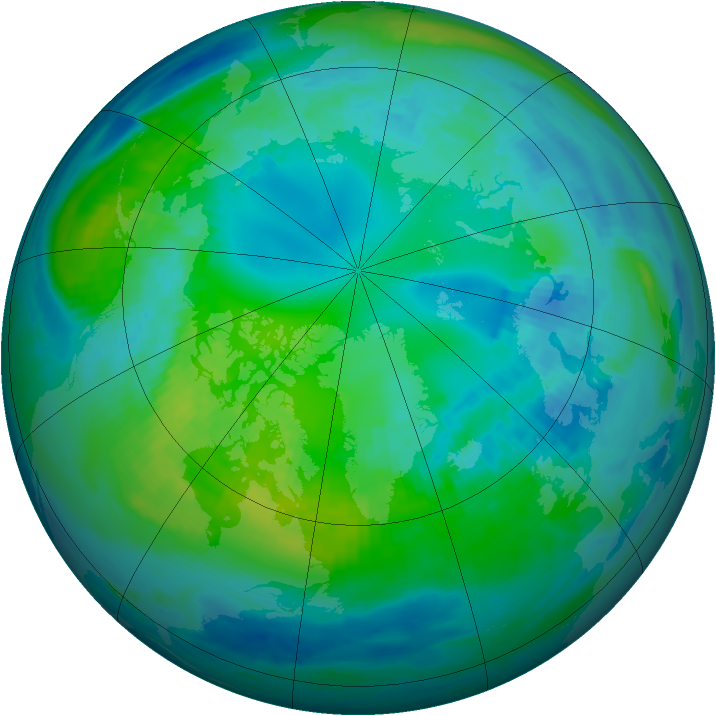 Arctic ozone map for 23 October 1990